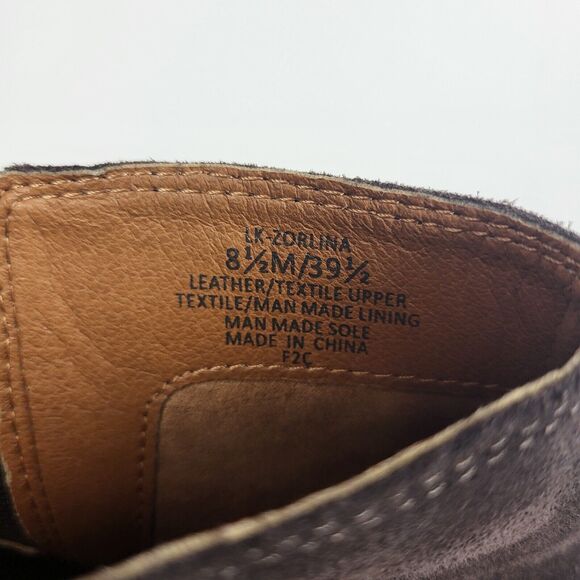 Lucky Brand Zorlina Ankle Boots Wedge Heel Zip Up chocolate Suede - Picture 6 of 11